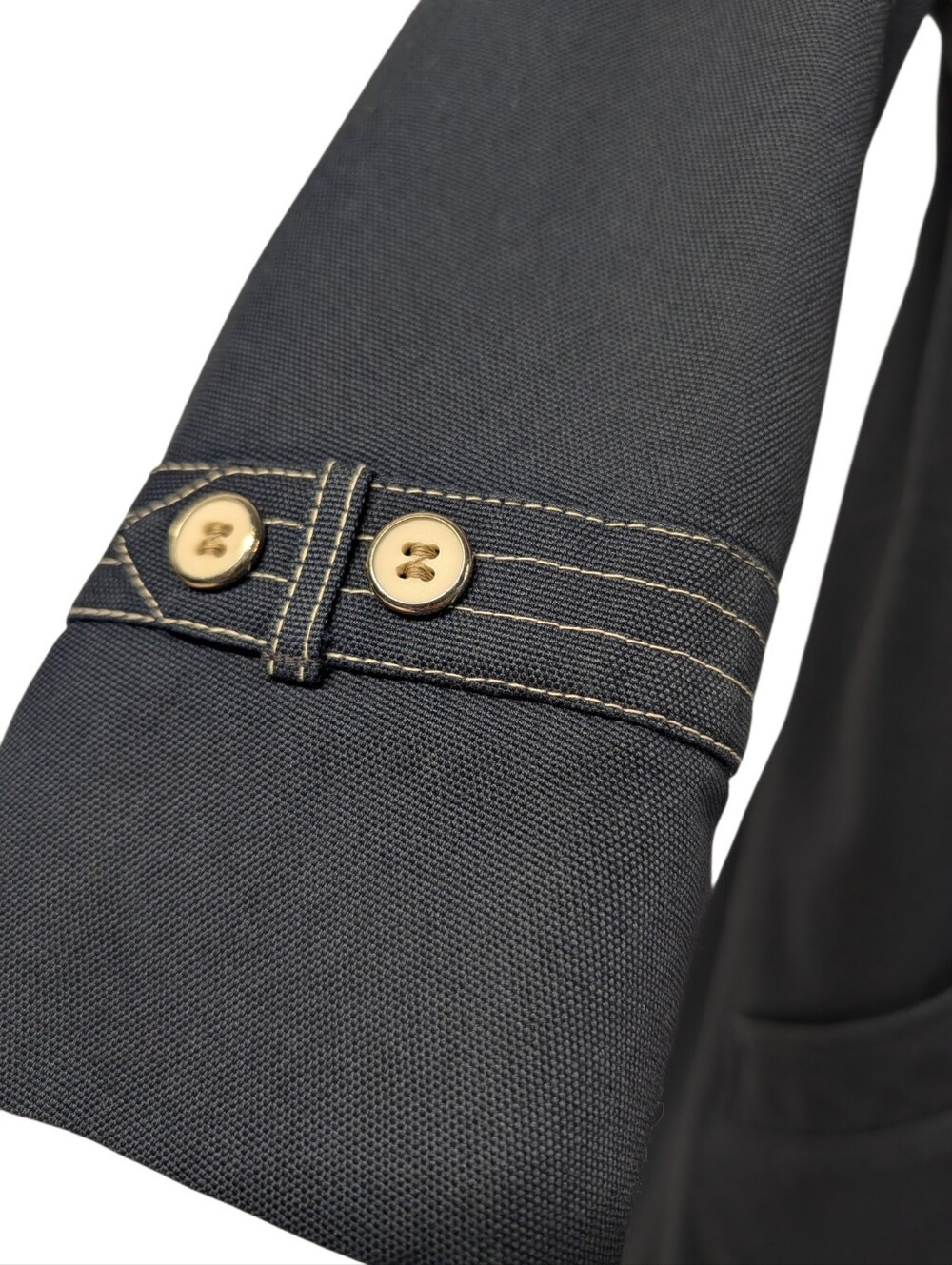 Misty Harbor Ltd. Navy Double-Breasted Trench Coat Lined Pockets Sz 7 Junior - Picture 5 of 13